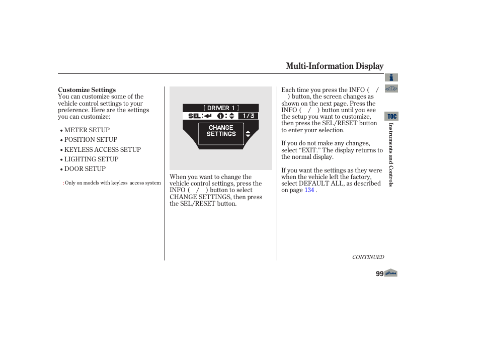 Multi-information display | Acura 2013 TL User Manual | Page 103 / 650