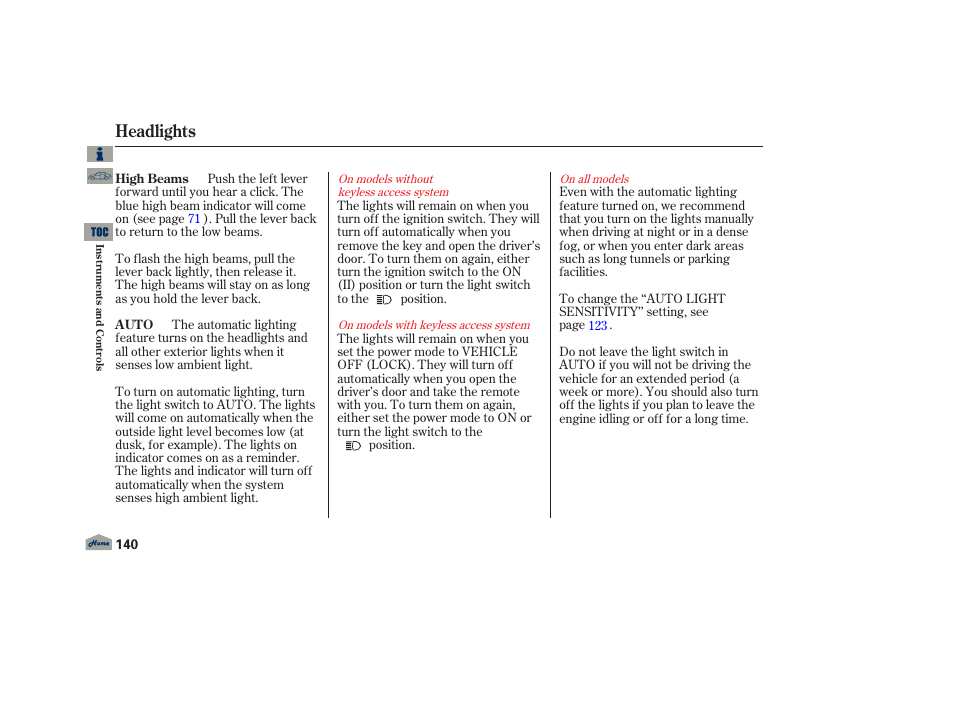 Headlights | Acura 2013 TL User Manual | Page 144 / 650