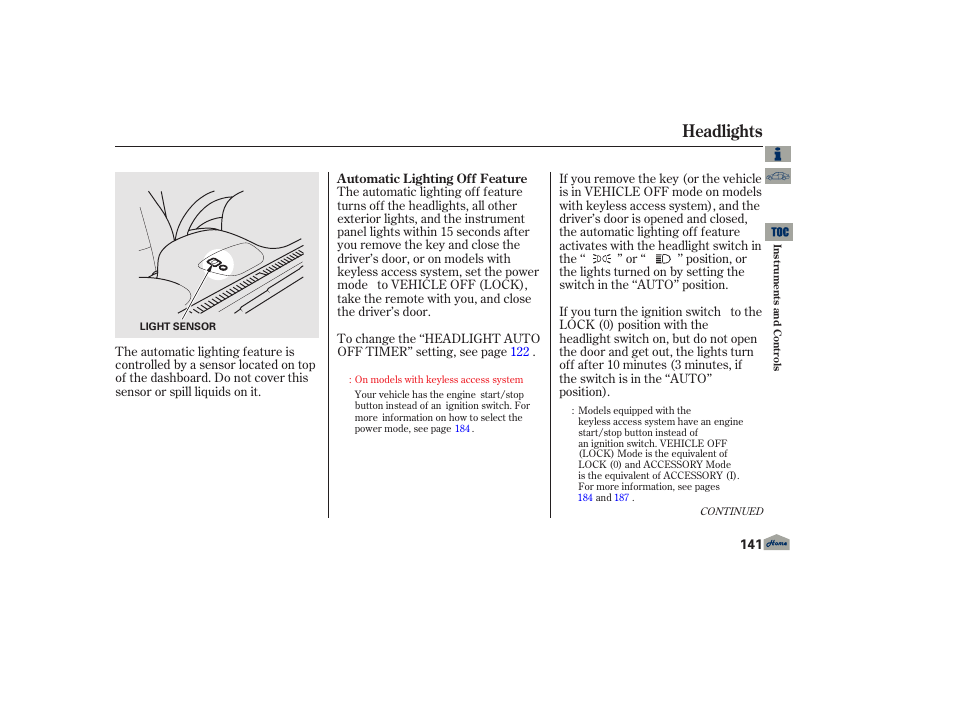 Headlights | Acura 2013 TL User Manual | Page 145 / 650