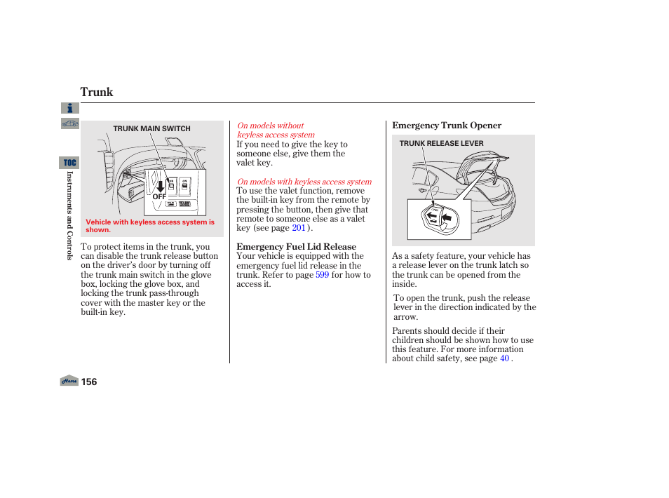 Trunk | Acura 2013 TL User Manual | Page 160 / 650