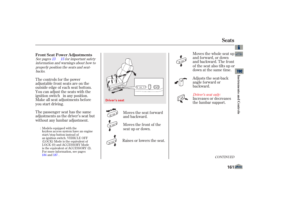 Seats | Acura 2013 TL User Manual | Page 165 / 650