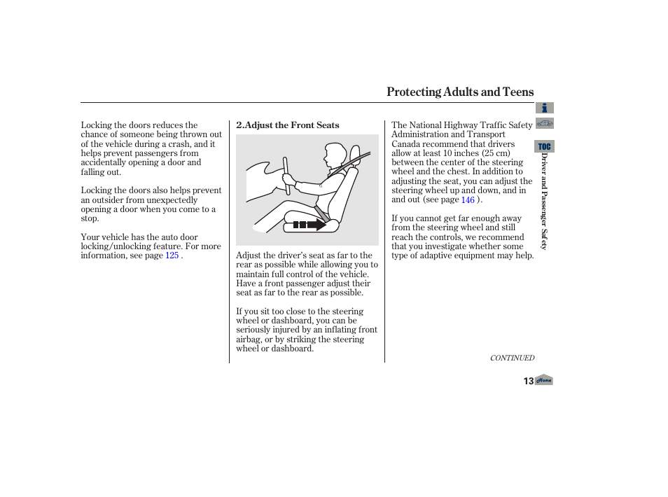 Protecting adults and teens | Acura 2013 TL User Manual | Page 17 / 650