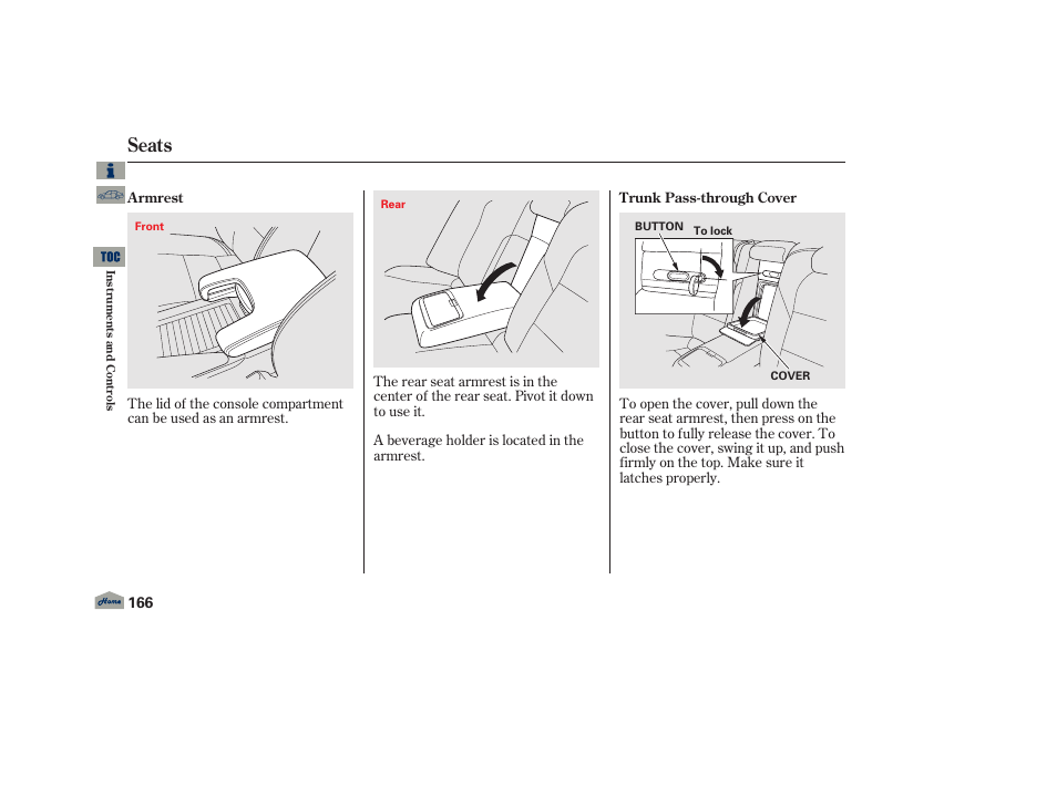 Seats | Acura 2013 TL User Manual | Page 170 / 650