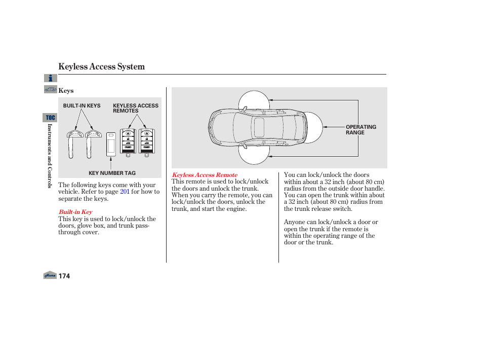 Keyless access system | Acura 2013 TL User Manual | Page 178 / 650