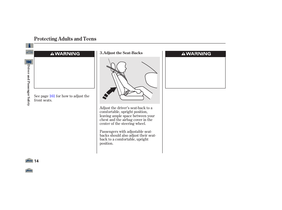 Protecting adults and teens | Acura 2013 TL User Manual | Page 18 / 650