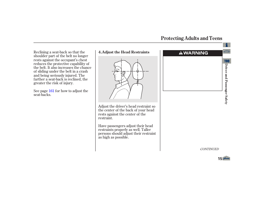 Protecting adults and teens | Acura 2013 TL User Manual | Page 19 / 650
