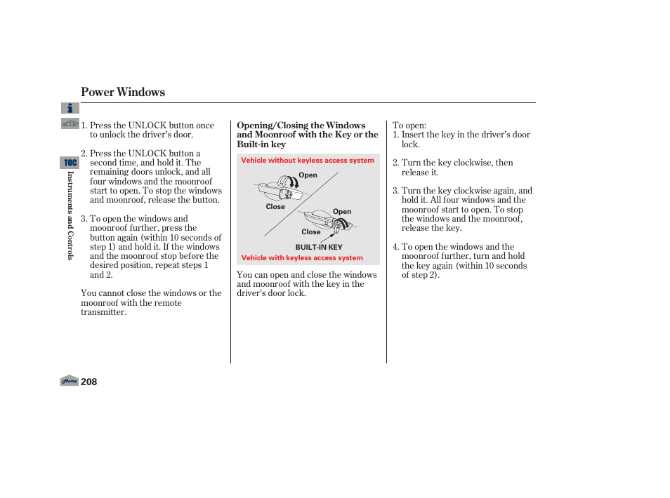 Power windows | Acura 2013 TL User Manual | Page 212 / 650