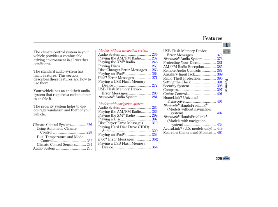 Features | Acura 2013 TL User Manual | Page 229 / 650