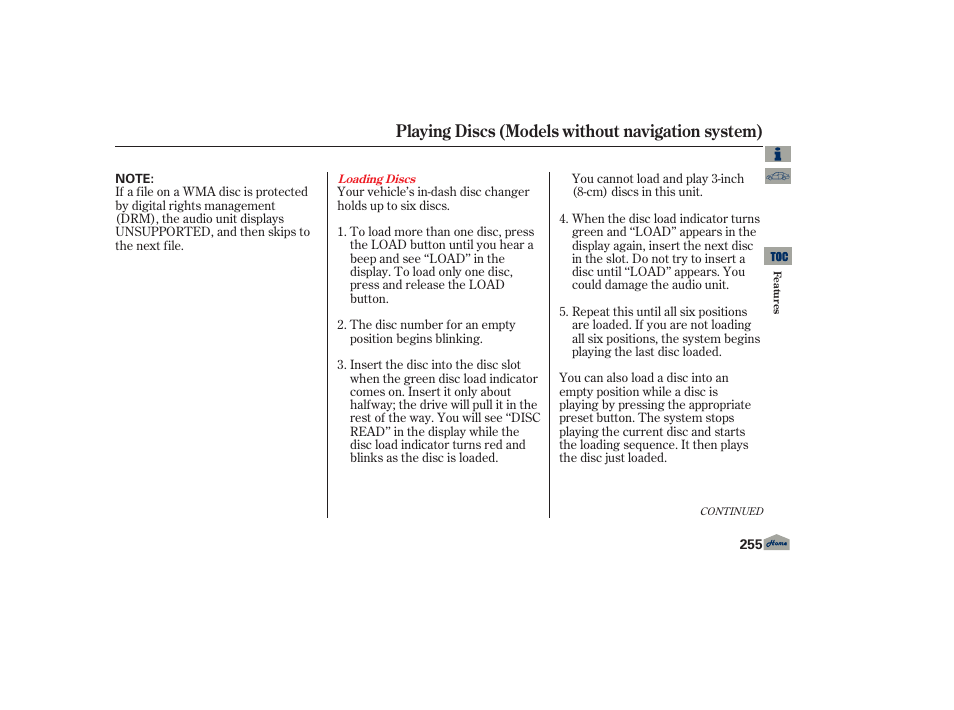 Playing discs (models without navigation system) | Acura 2013 TL User Manual | Page 259 / 650