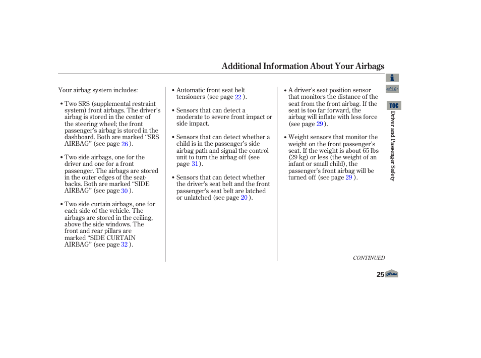 Additional information about your airbags | Acura 2013 TL User Manual | Page 29 / 650