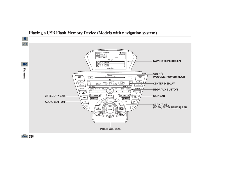 Playing a usb | Acura 2013 TL User Manual | Page 368 / 650