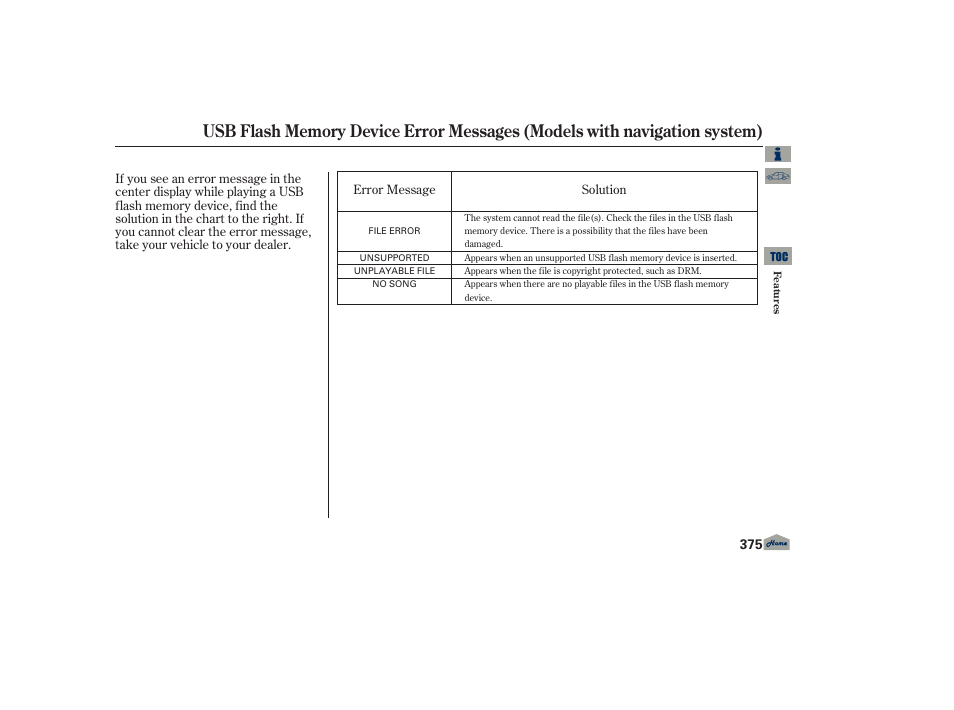 Usb error messages, 2013 tl | Acura 2013 TL User Manual | Page 379 / 650
