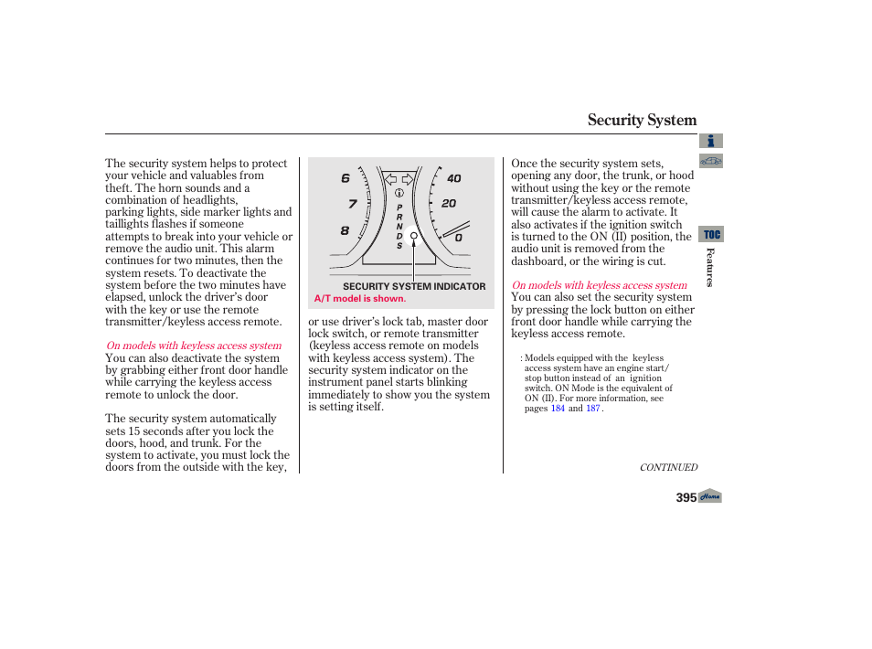 Security system | Acura 2013 TL User Manual | Page 399 / 650