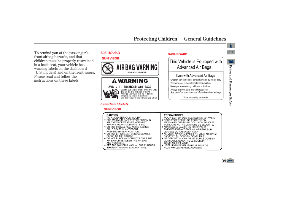 Protecting children general guidelines | Acura 2013 TL User Manual | Page 43 / 650