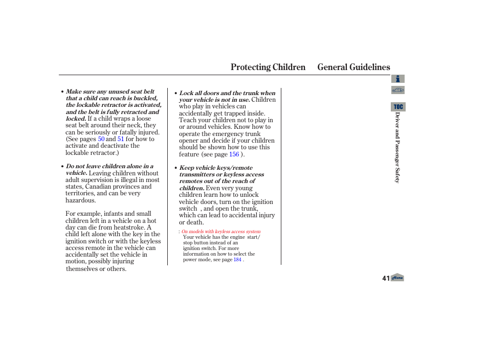 Protecting children general guidelines | Acura 2013 TL User Manual | Page 45 / 650