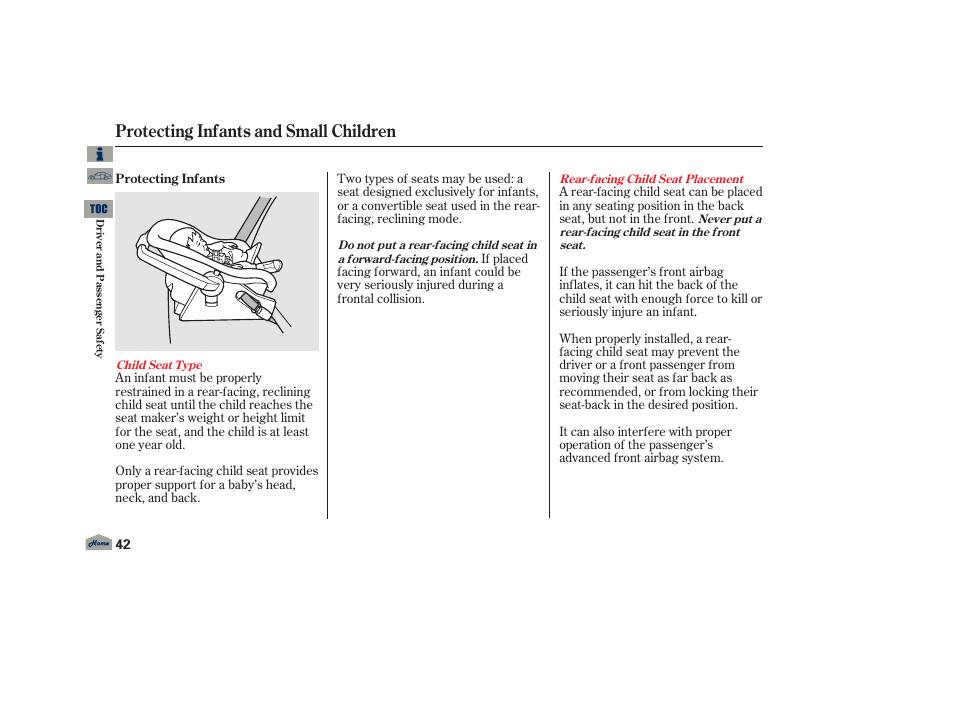Protecting infants and small children | Acura 2013 TL User Manual | Page 46 / 650