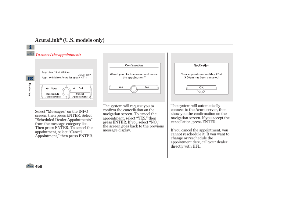 Acuralink (u.s. models only) | Acura 2013 TL User Manual | Page 462 / 650