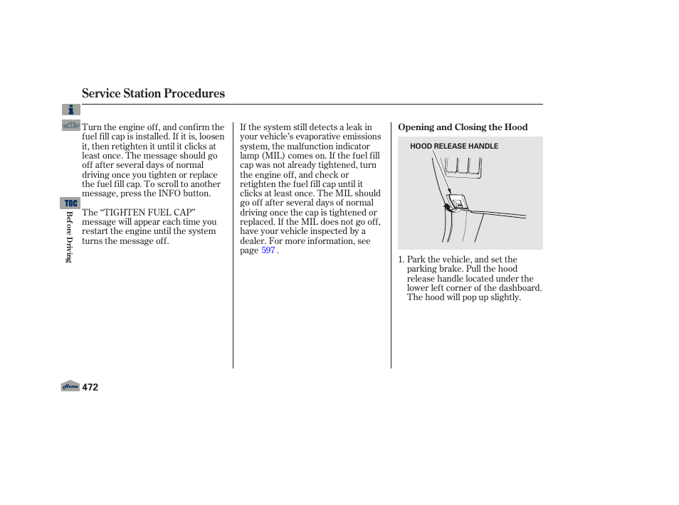 P. 472, Service station procedures | Acura 2013 TL User Manual | Page 476 / 650