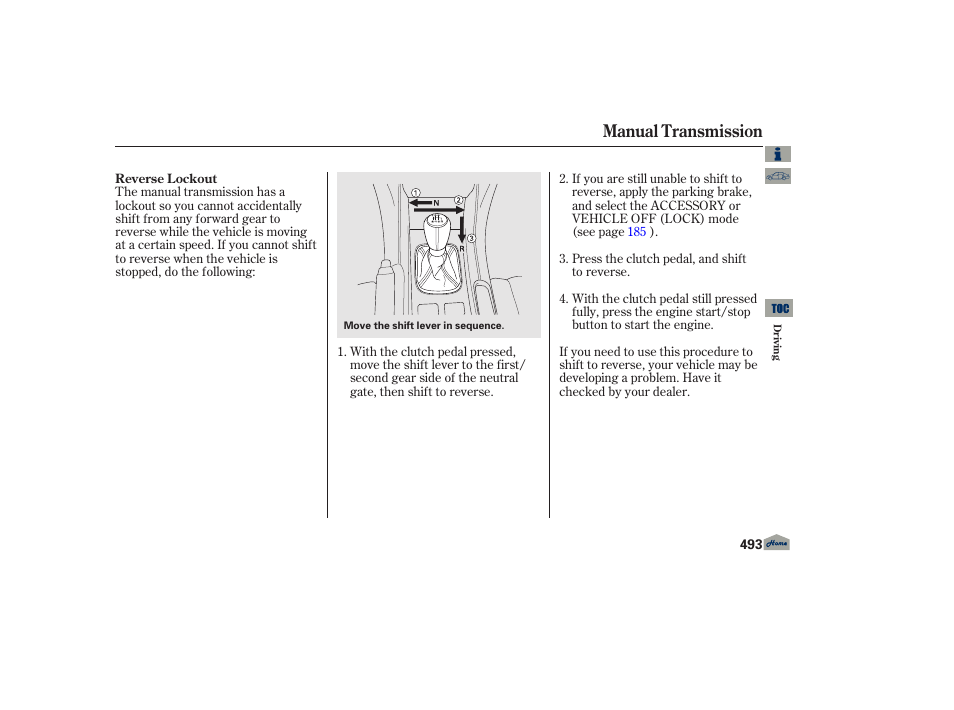 Manual transmission | Acura 2013 TL User Manual | Page 497 / 650