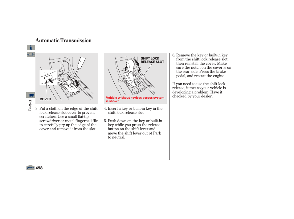Automatic transmission | Acura 2013 TL User Manual | Page 502 / 650