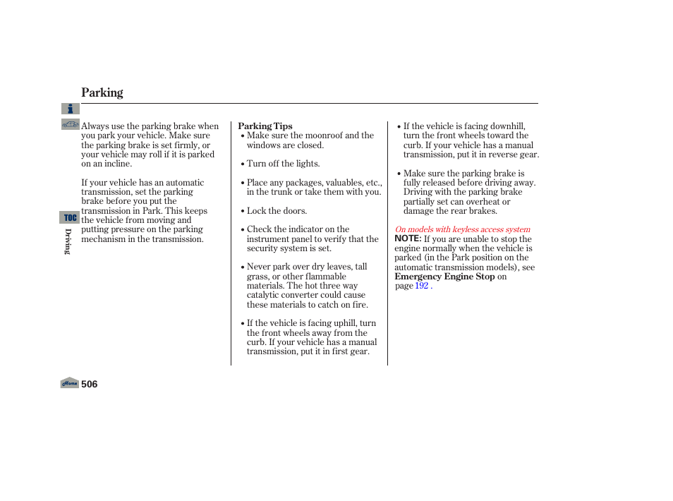 Parking | Acura 2013 TL User Manual | Page 510 / 650