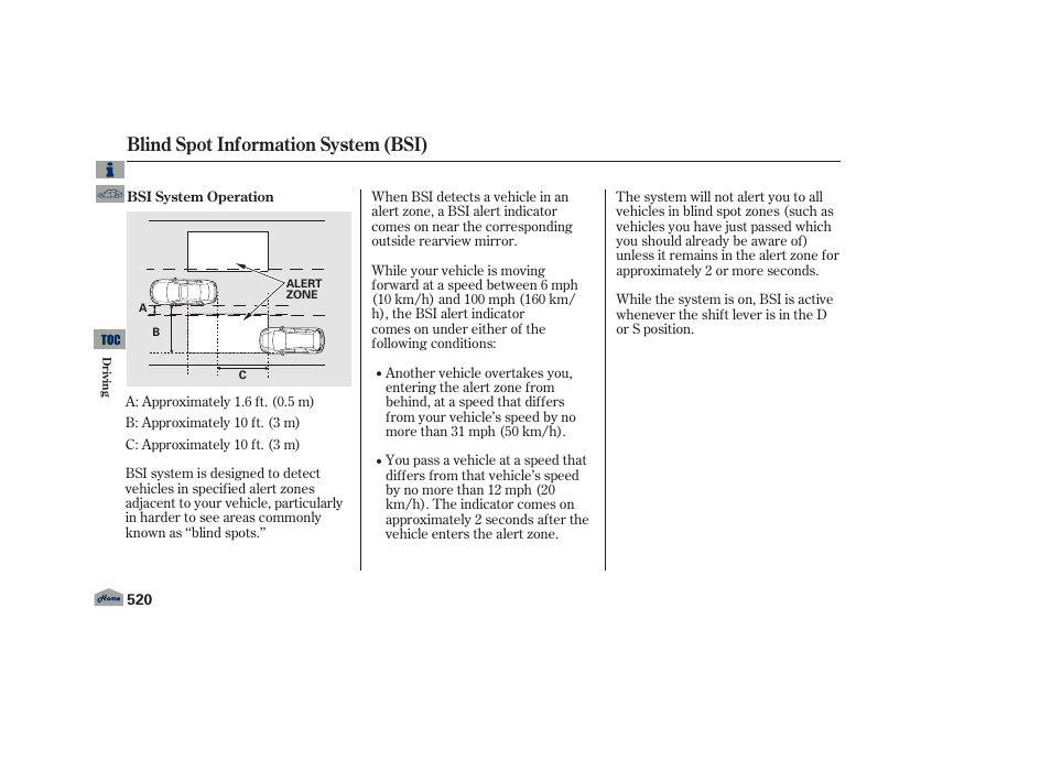 Blind spot information system (bsi) | Acura 2013 TL User Manual | Page 524 / 650