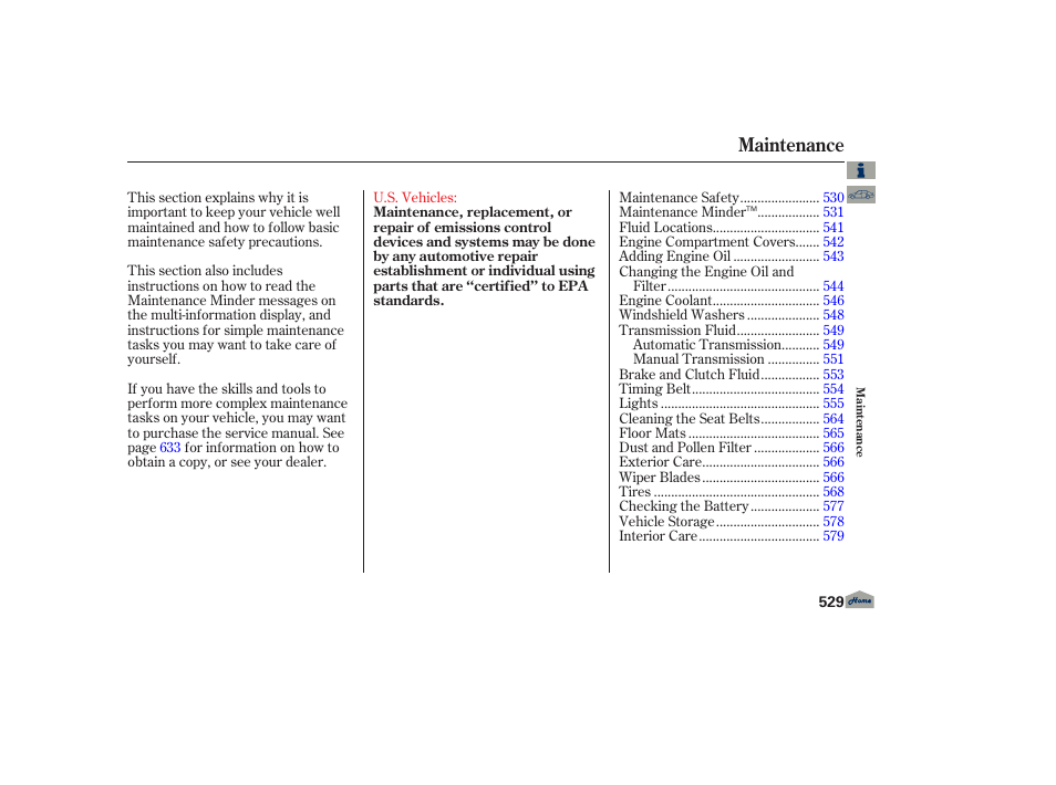 Maintenance | Acura 2013 TL User Manual | Page 533 / 650