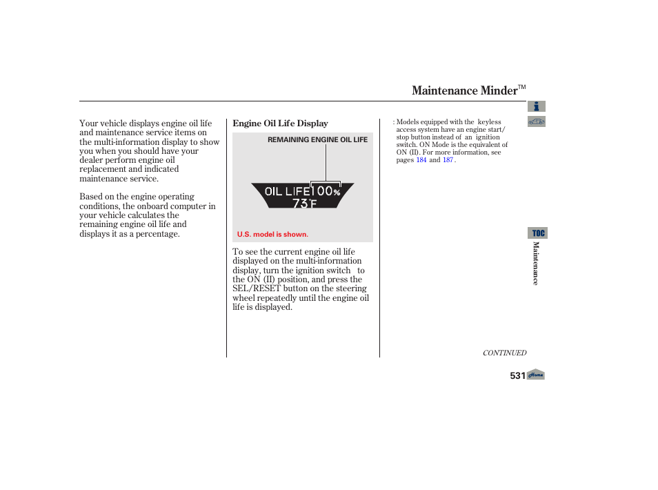 Maintenance minder | Acura 2013 TL User Manual | Page 535 / 650