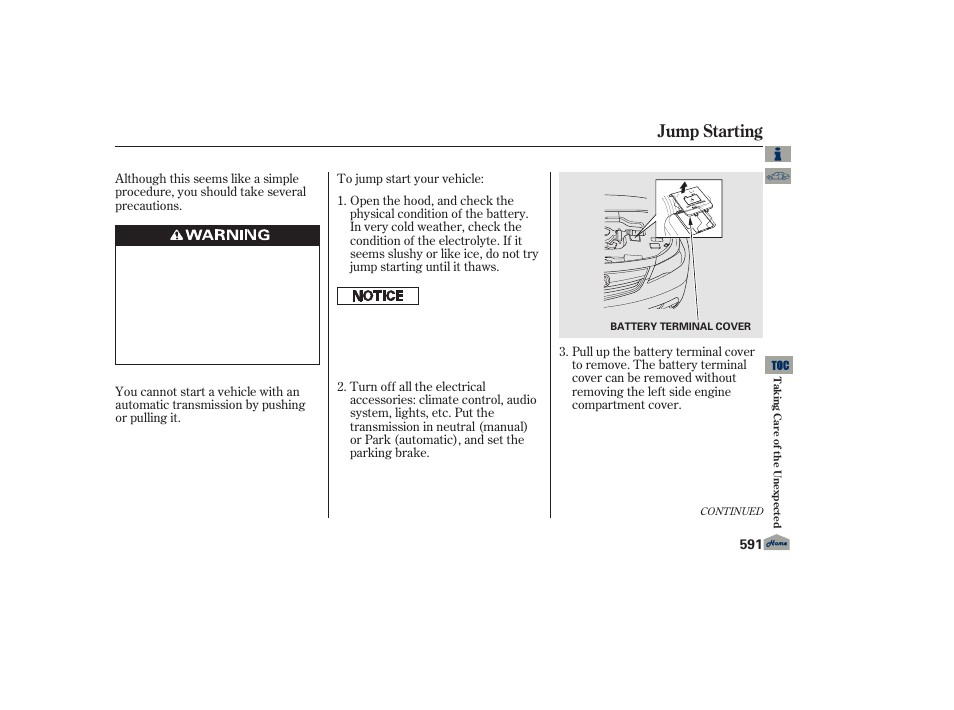 Jump starting | Acura 2013 TL User Manual | Page 595 / 650
