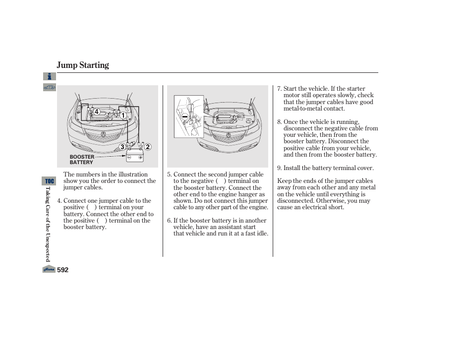 Jump starting | Acura 2013 TL User Manual | Page 596 / 650