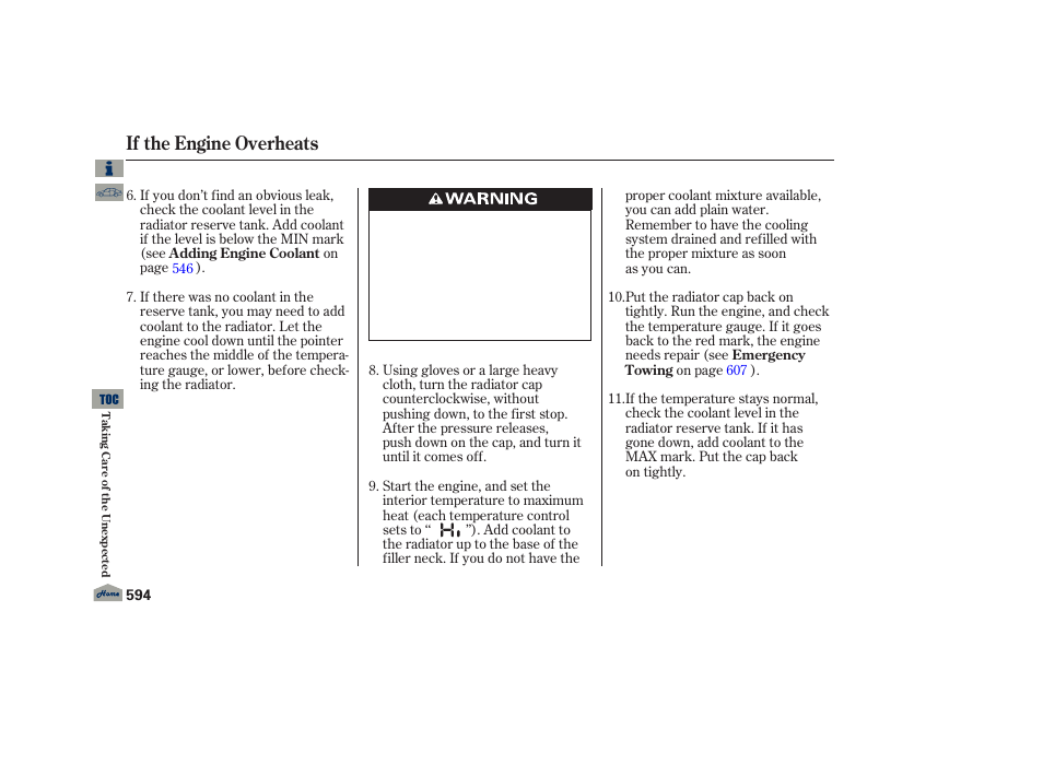 If the engine overheats | Acura 2013 TL User Manual | Page 598 / 650