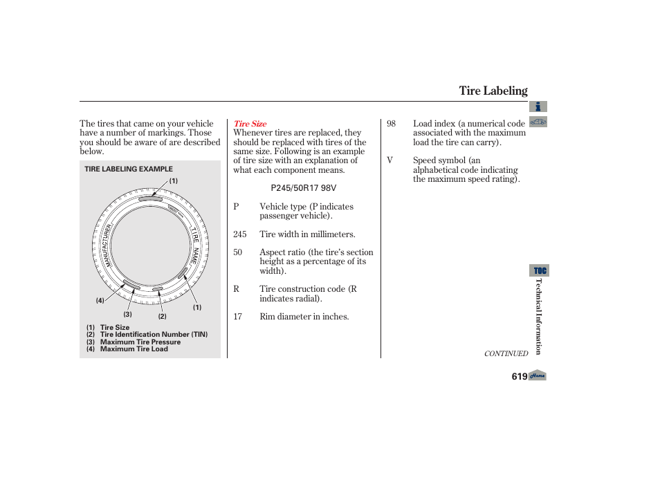 Tire labeling | Acura 2013 TL User Manual | Page 623 / 650