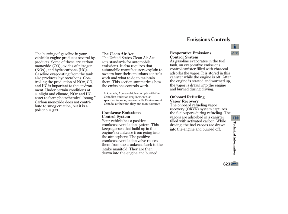Emissions controls | Acura 2013 TL User Manual | Page 627 / 650