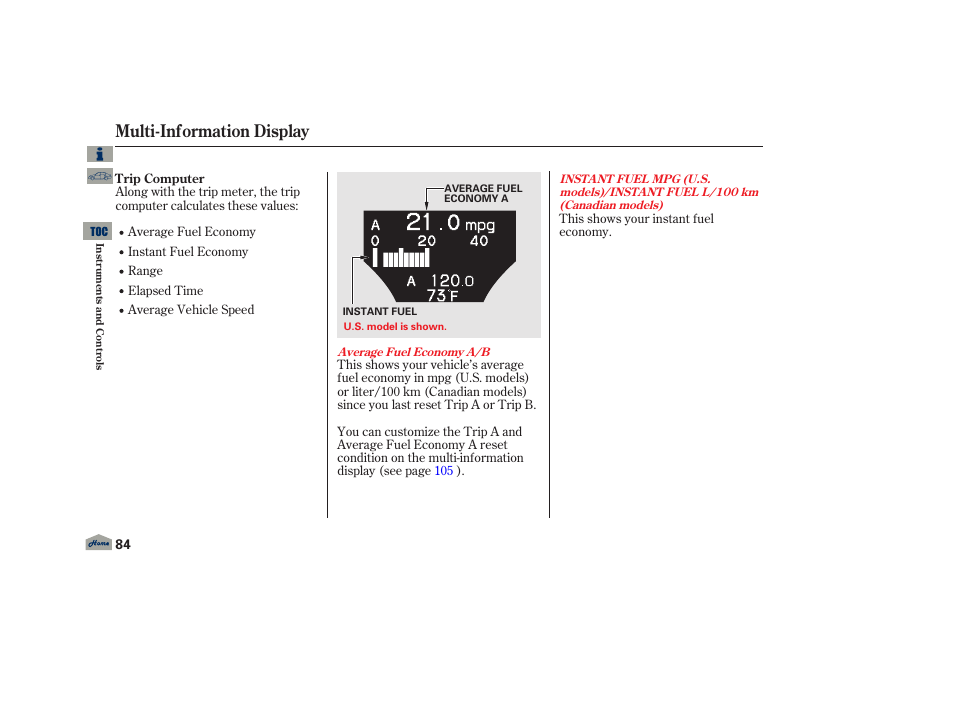 Multi-information display | Acura 2013 TL User Manual | Page 88 / 650