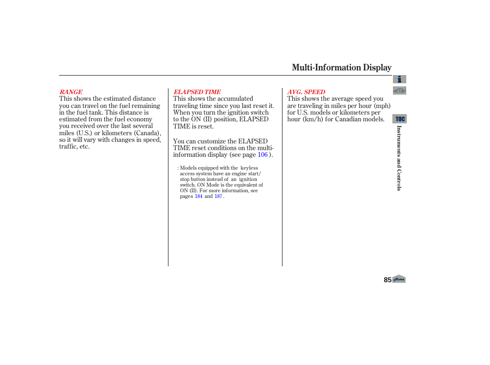 Multi-information display | Acura 2013 TL User Manual | Page 89 / 650