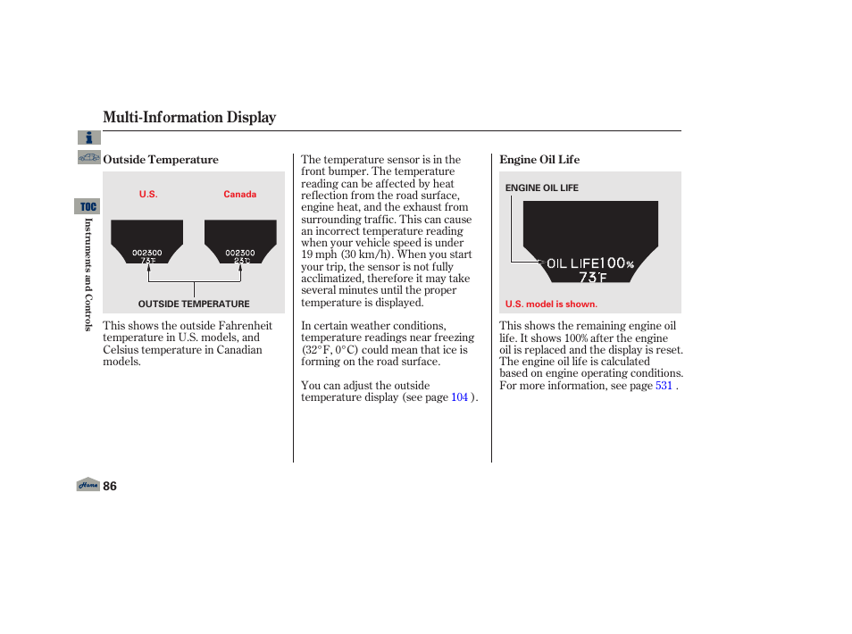 Multi-information display | Acura 2013 TL User Manual | Page 90 / 650