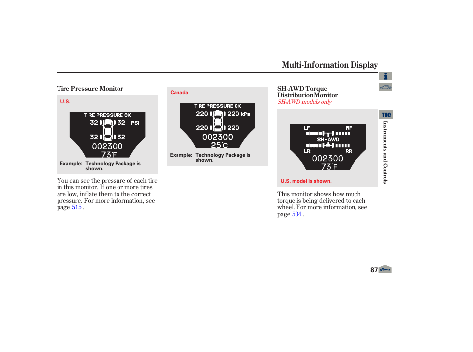 Multi-information display | Acura 2013 TL User Manual | Page 91 / 650