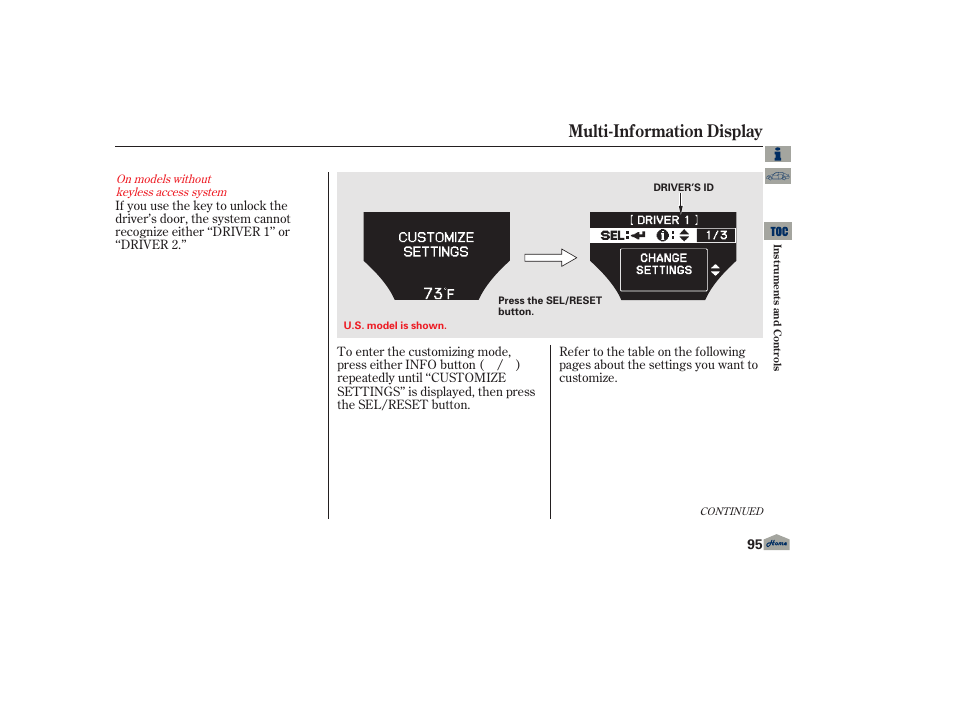 Multi-information display | Acura 2013 TL User Manual | Page 99 / 650