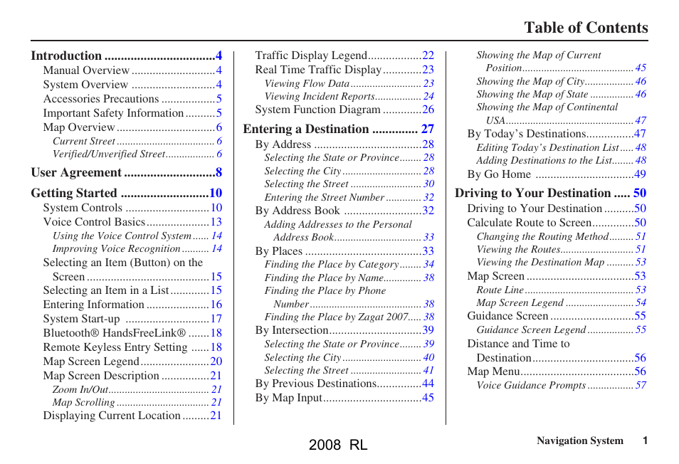 Acura 2008 RL Navigation User Manual | 162 pages