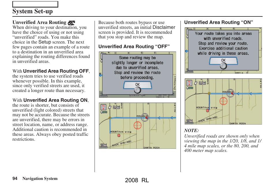 System set-up, 2008 rl | Acura 2008 RL Navigation User Manual | Page 94 / 162