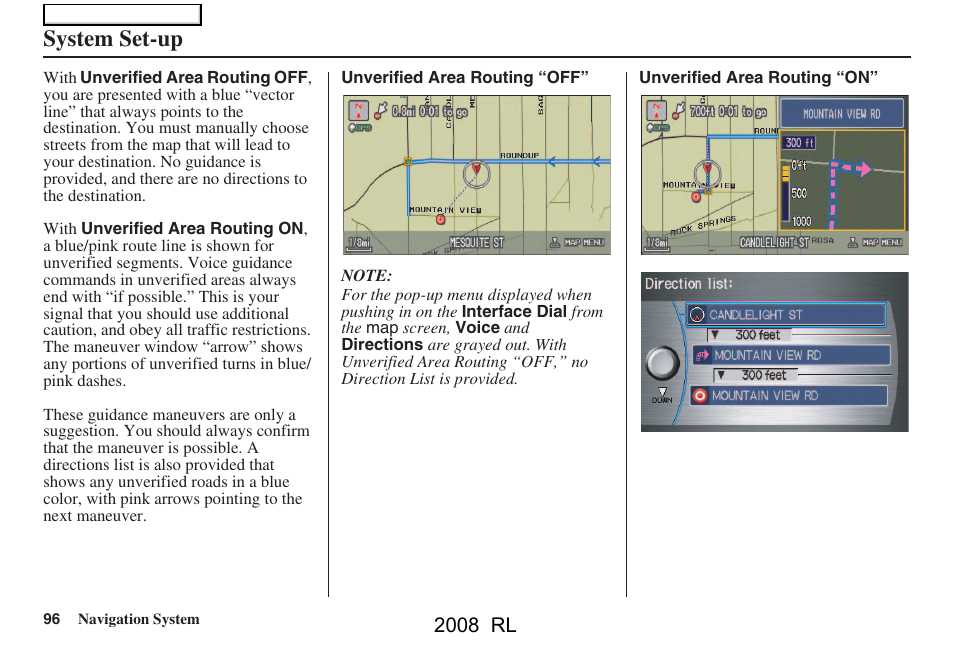 System set-up, 2008 rl | Acura 2008 RL Navigation User Manual | Page 96 / 162