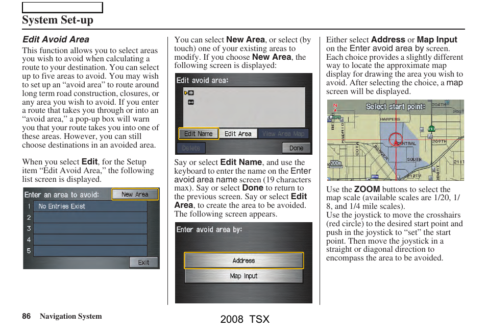 System set-up, 2008 tsx | Acura 2008 TSX Navigation User Manual | Page 86 / 137