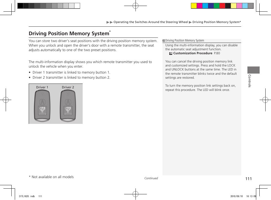 Acura 2011 TSX User Manual | Page 113 / 325