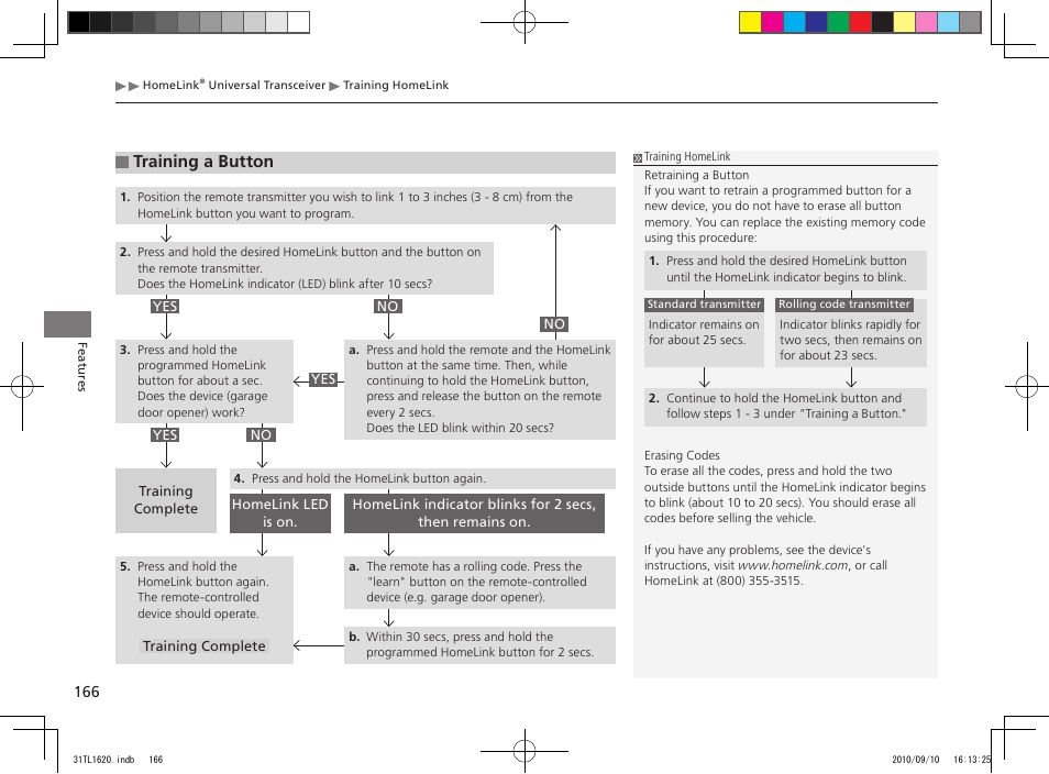 Training a button | Acura 2011 TSX User Manual | Page 168 / 325