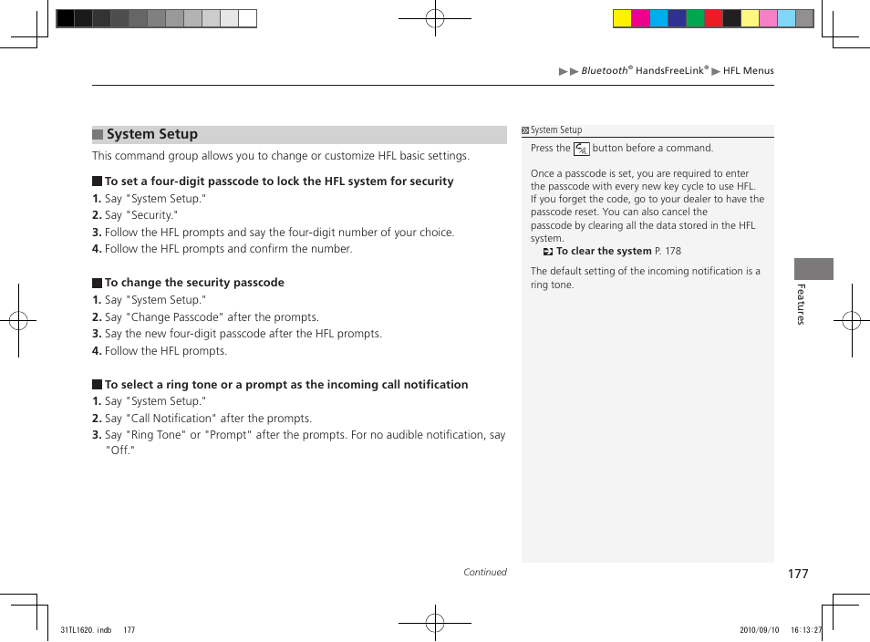 System setup | Acura 2011 TSX User Manual | Page 179 / 325