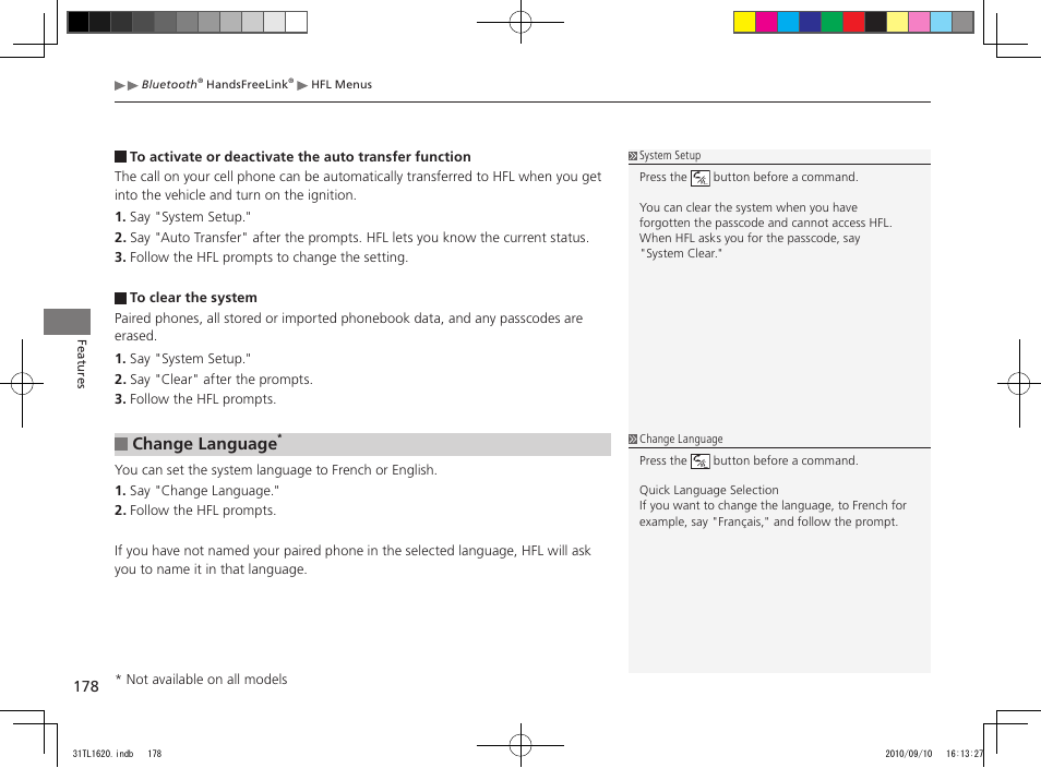 Change language | Acura 2011 TSX User Manual | Page 180 / 325