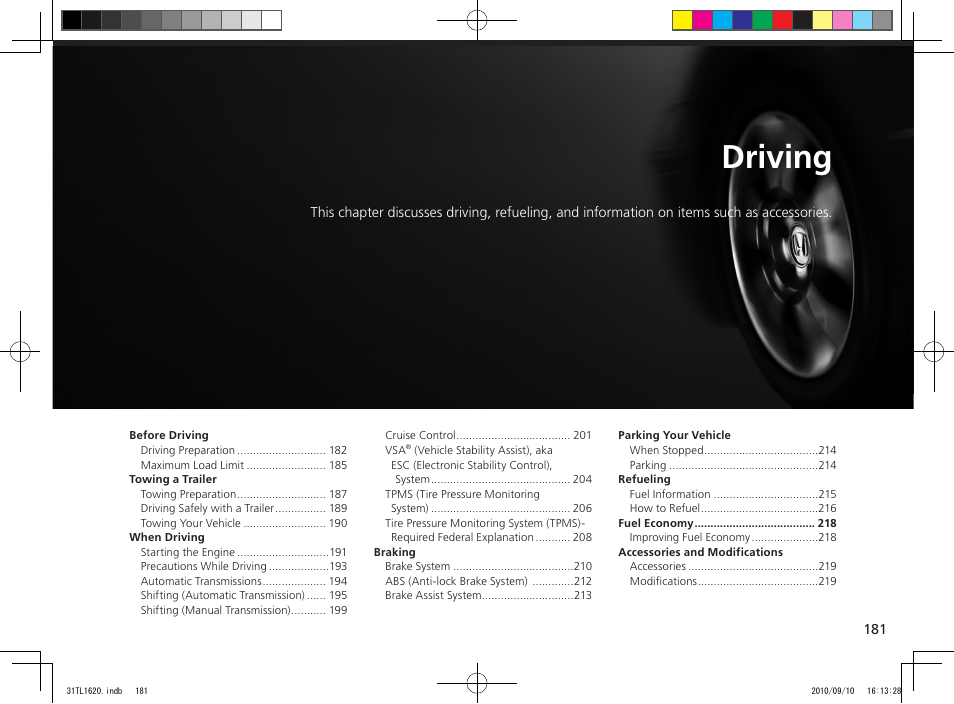 Driving | Acura 2011 TSX User Manual | Page 183 / 325