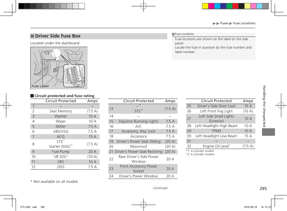 Acura 2011 TSX User Manual | Page 297 / 325