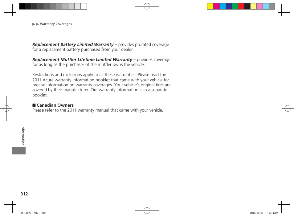 Acura 2011 TSX User Manual | Page 314 / 325