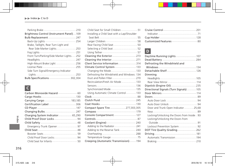 Acura 2011 TSX User Manual | Page 318 / 325